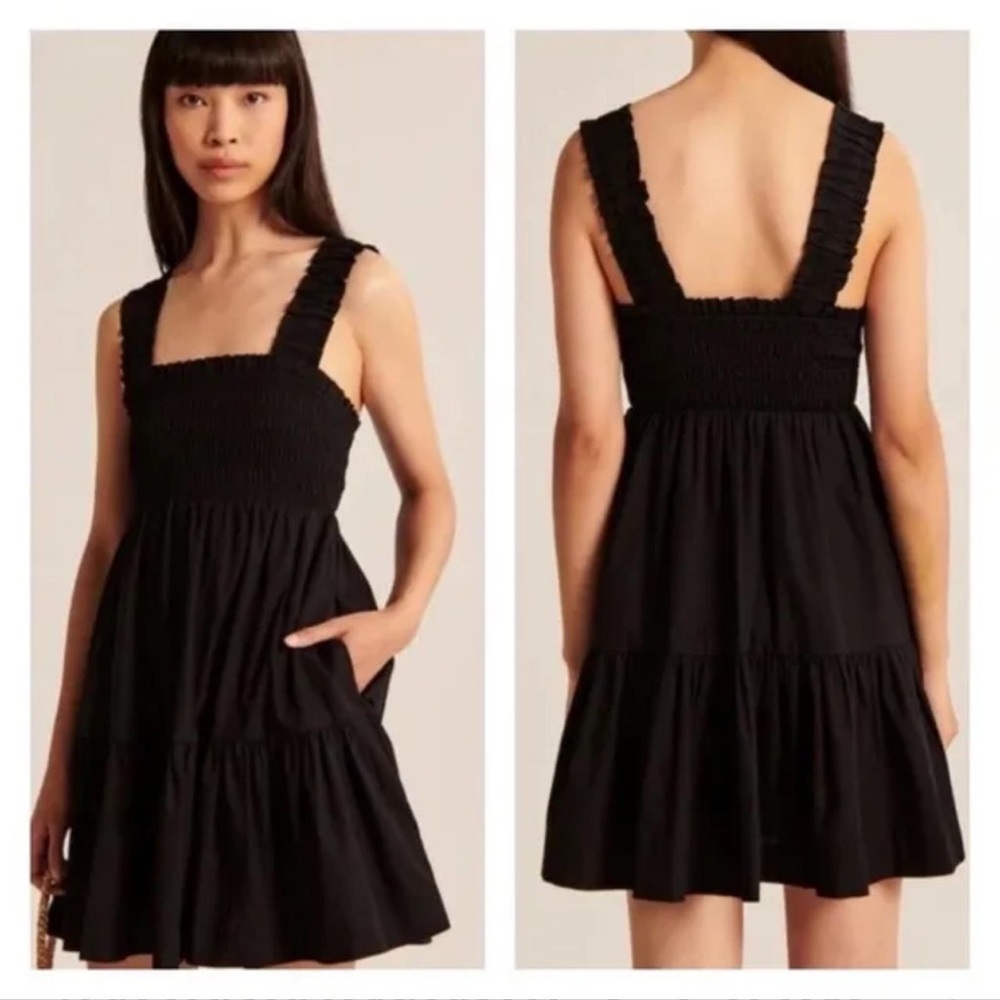 A&F smocked black mini dress tall - Picture 2 of 3